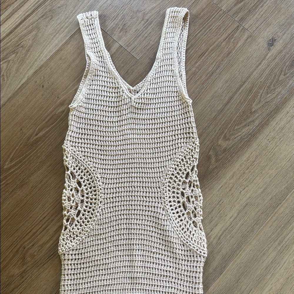 Elan Beige Crochet Swim Coverup